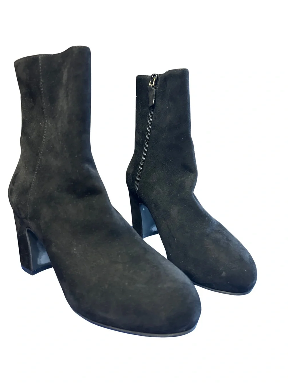 Stuart Weitzman Black Suede Block-Heel Ankle Booties